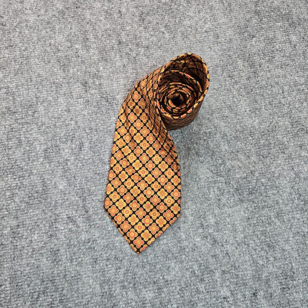 Stefano Ricci Silk Tie Black Gold Floral Made in Italy Luxury Designer Mens